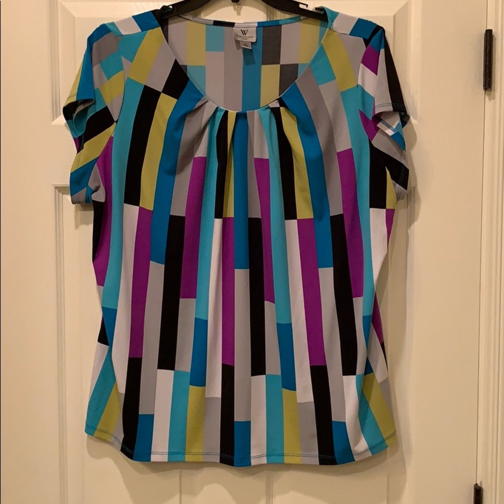 Like New Colorful Geometric 2X Blouse